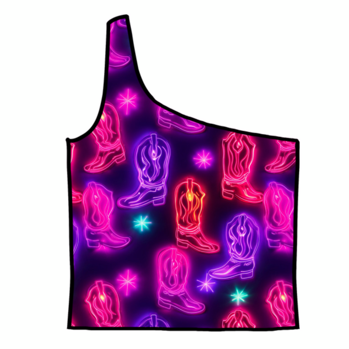 Neon Cowboy Adult One-Shoulder Cropped Top