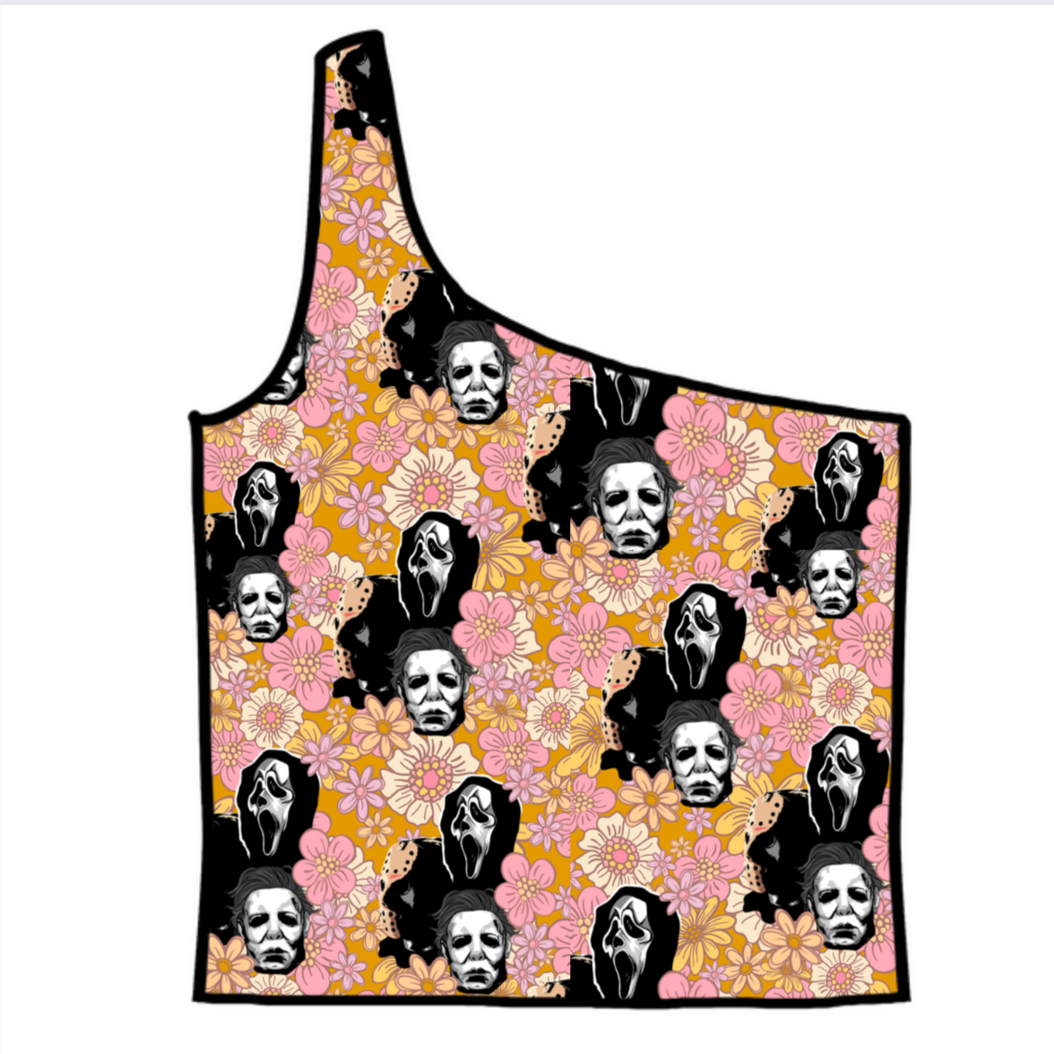 Vintage Horror Adult One-Shoulder Cropped Top