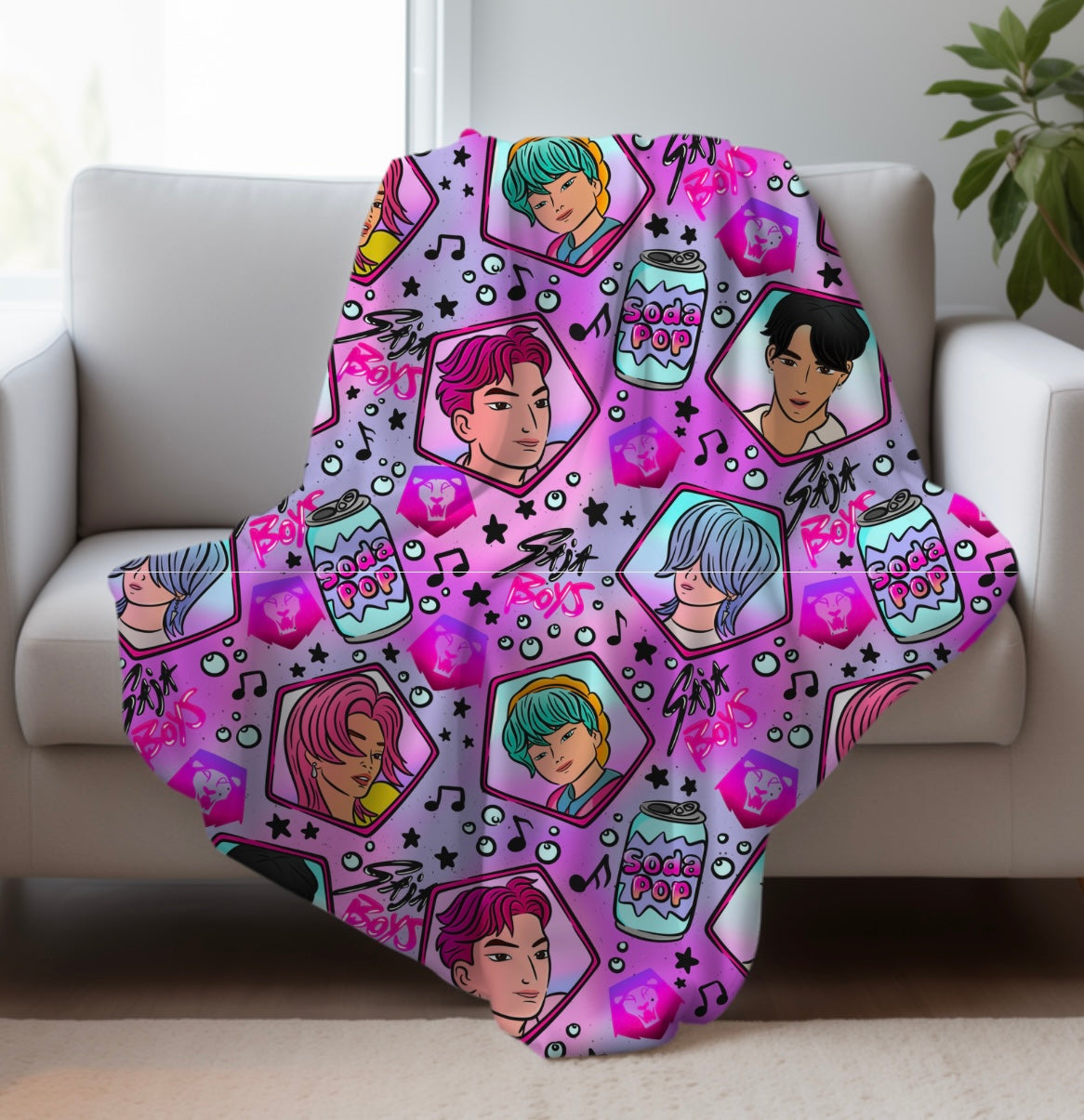 Popstar Boys Checkered Blanket