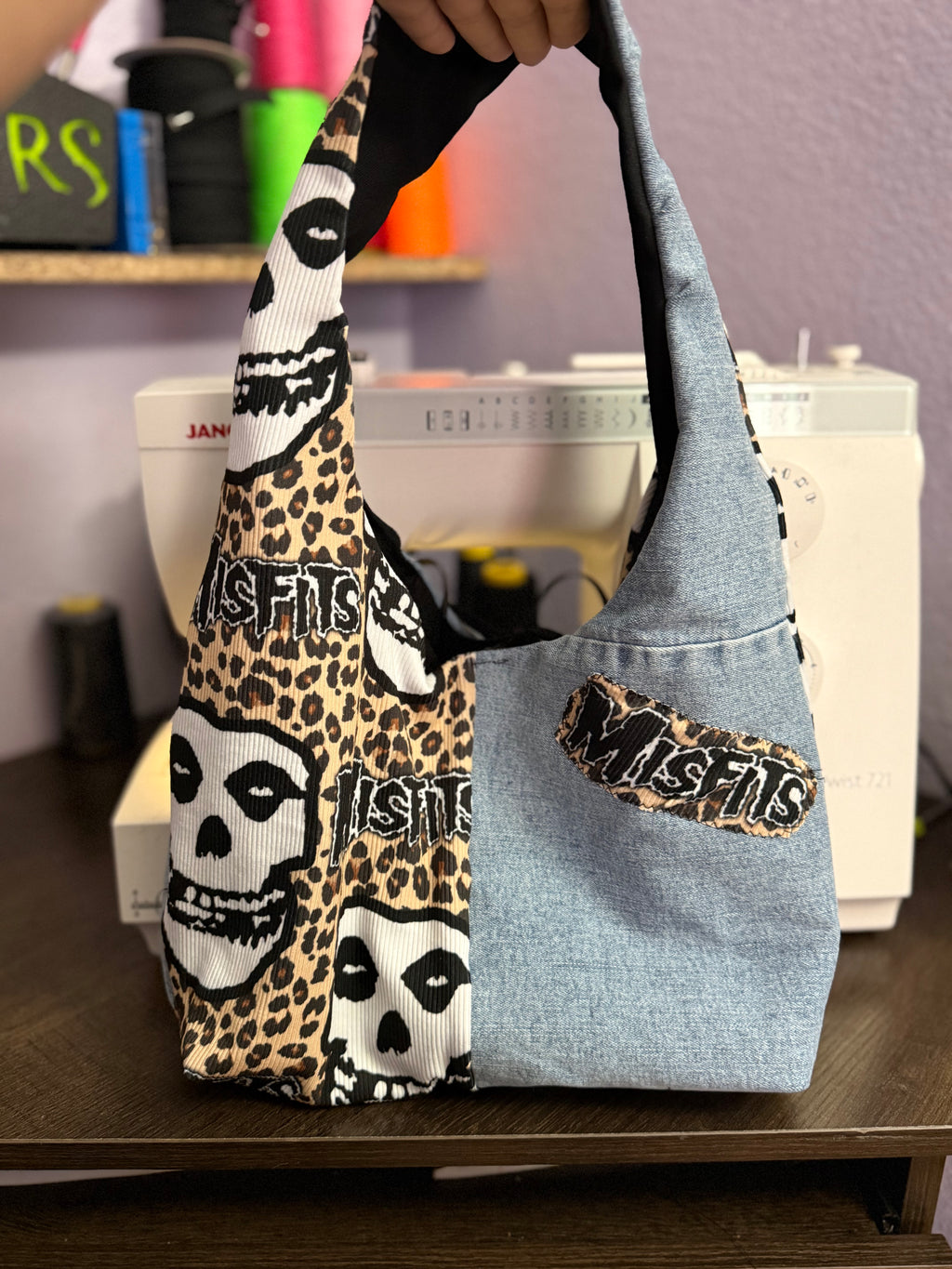 Pre-Order Mini Leopard Skulls Jean Bag Handbag