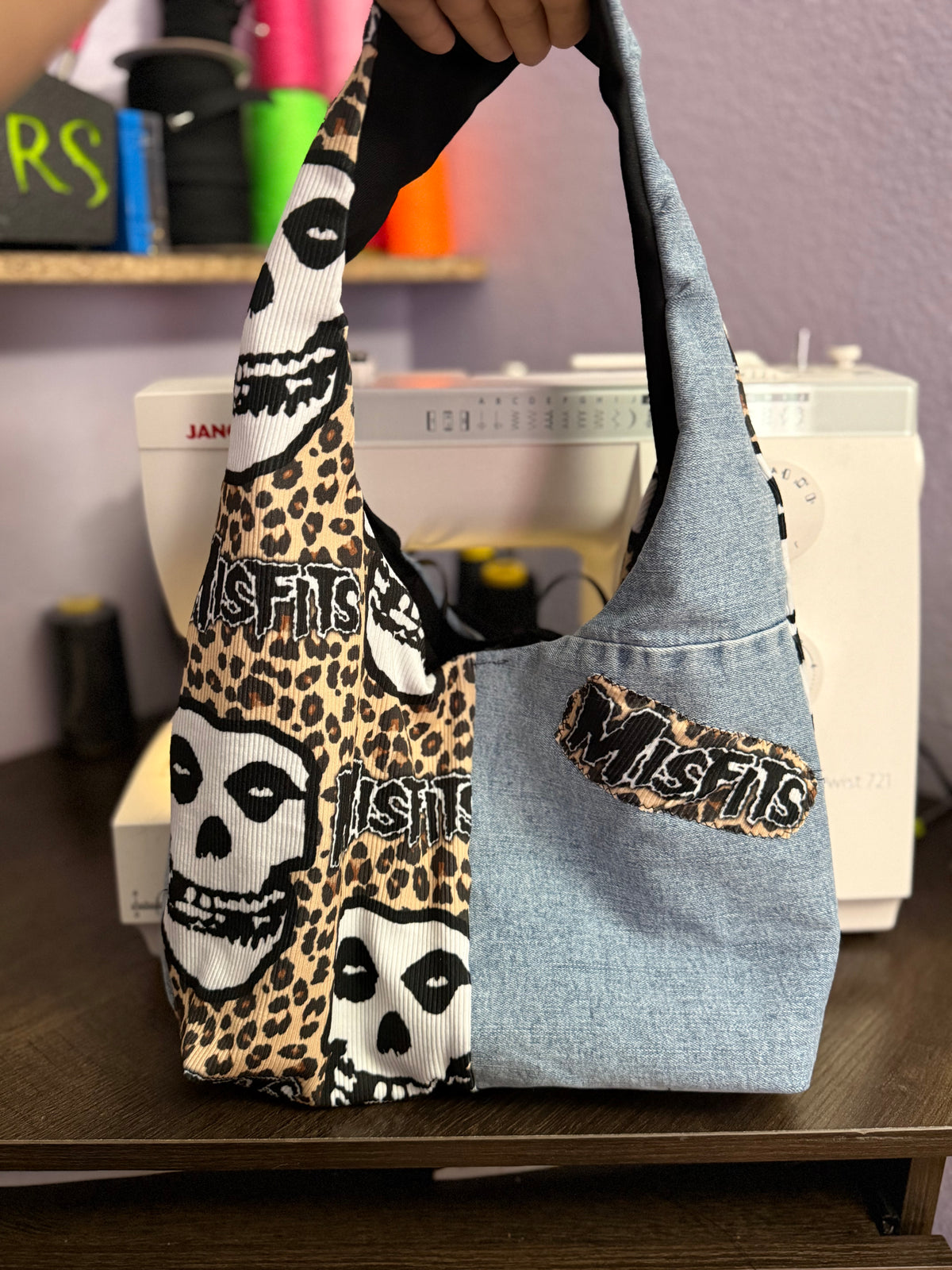 Pre-Order Mini Leopard Skulls Jean Bag Handbag