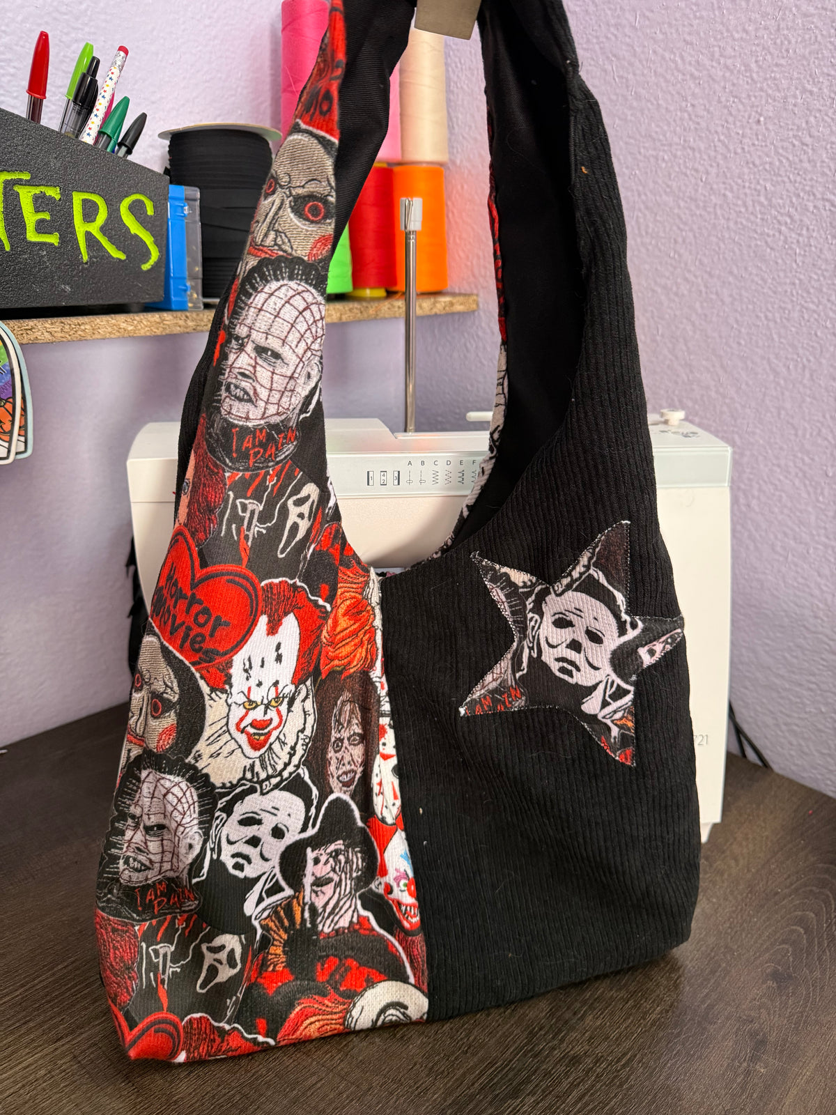 Pre-Order Horror Patch Corduroy Hobo Bag