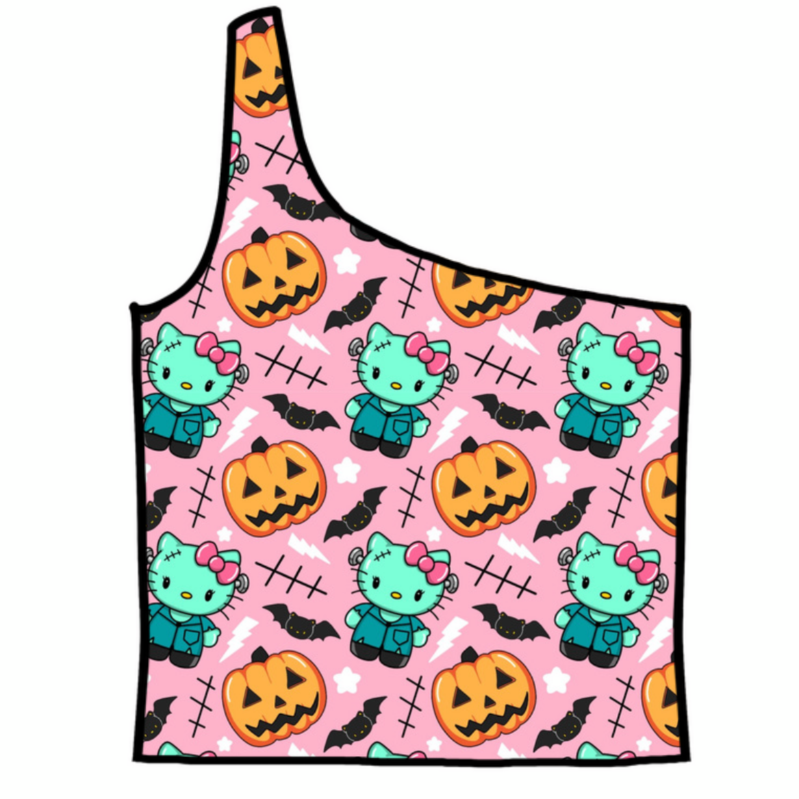 Franken Kitty Adult One-Shoulder Cropped Top