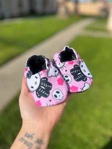 HK Pink Skelly Baby Booties