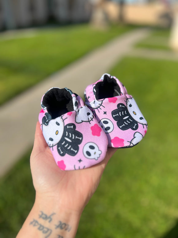 HK Pink Skelly Baby Booties