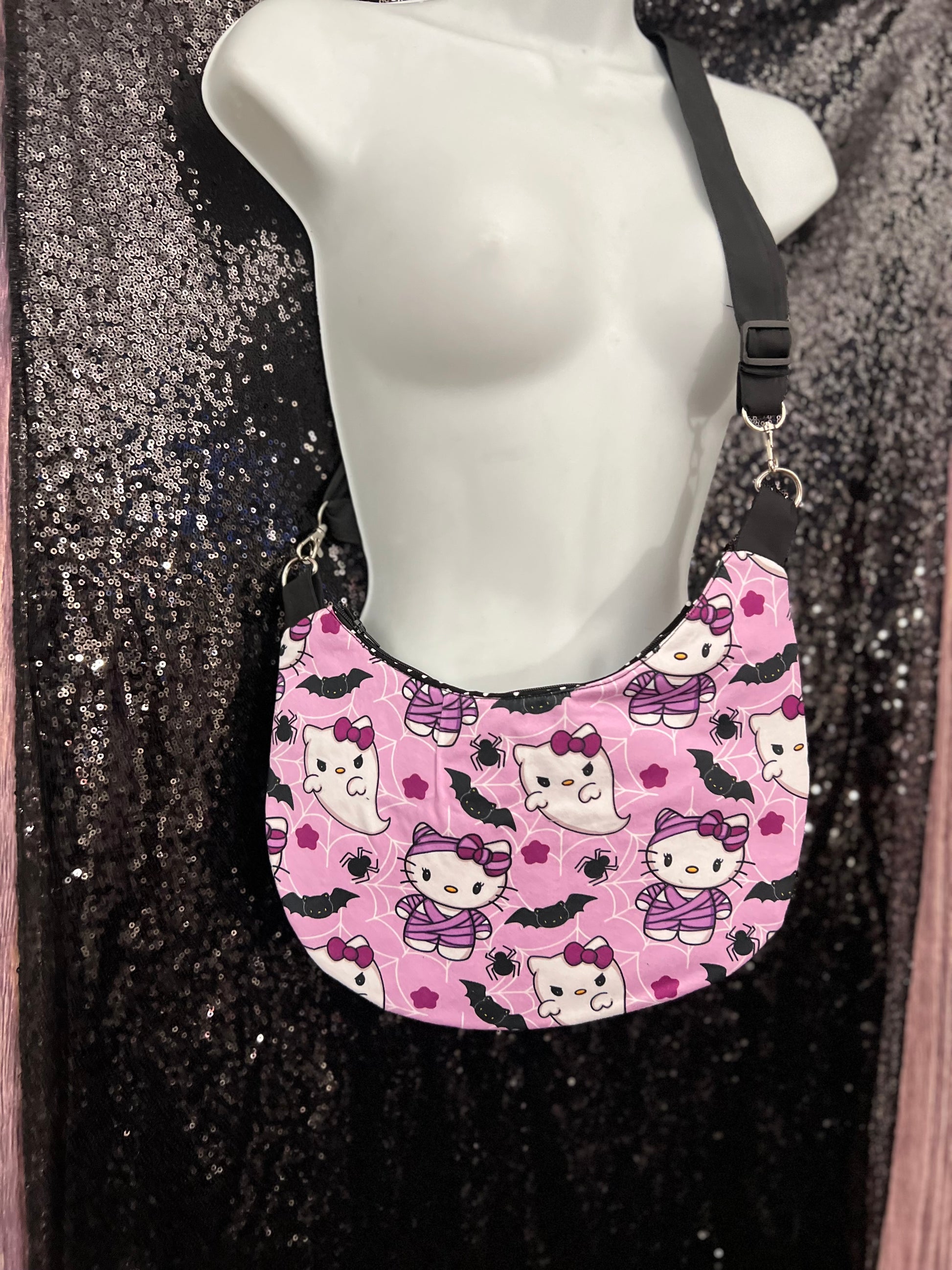 Mummy Kitty Crescent Crossbody Bag