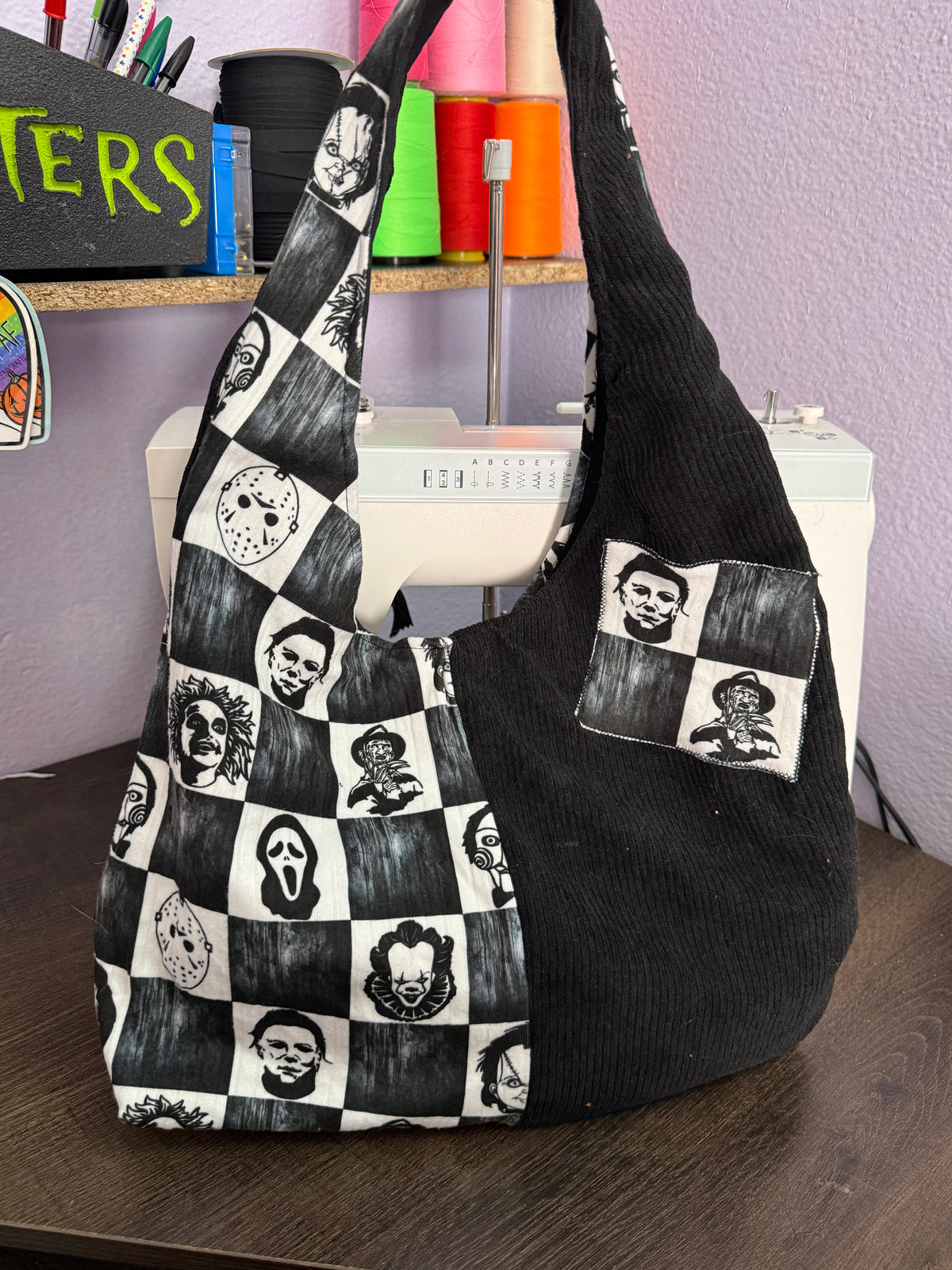 Pre-Order Checkered Horror Corduroy Hobo Bag
