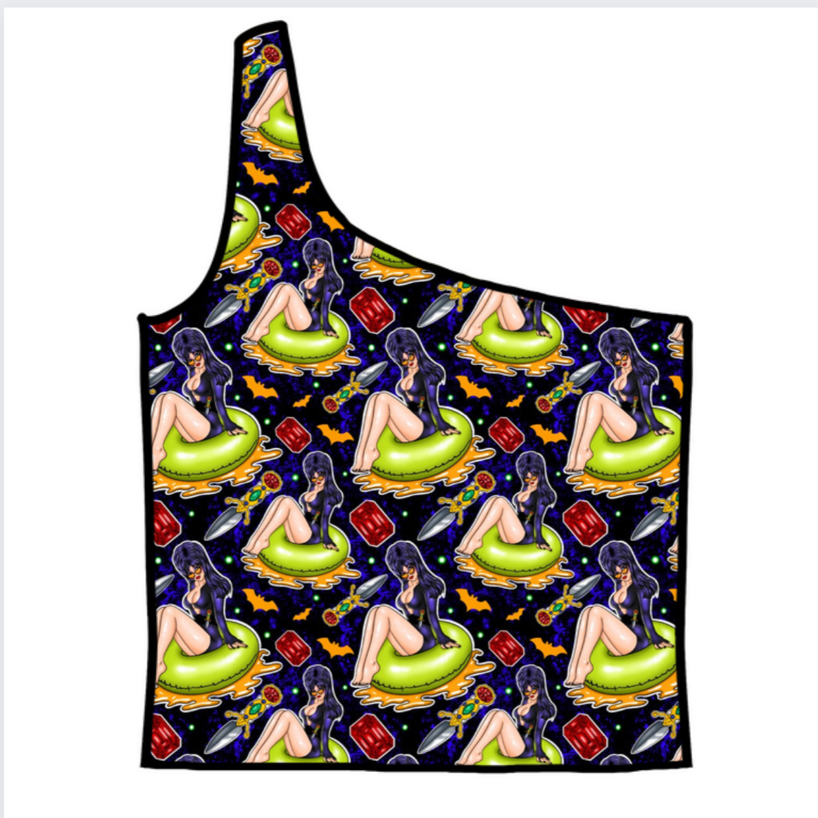 Elvira Adult One-Shoulder Cropped Top