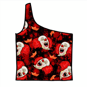 80’s Clown Adult One-Shoulder Cropped Top