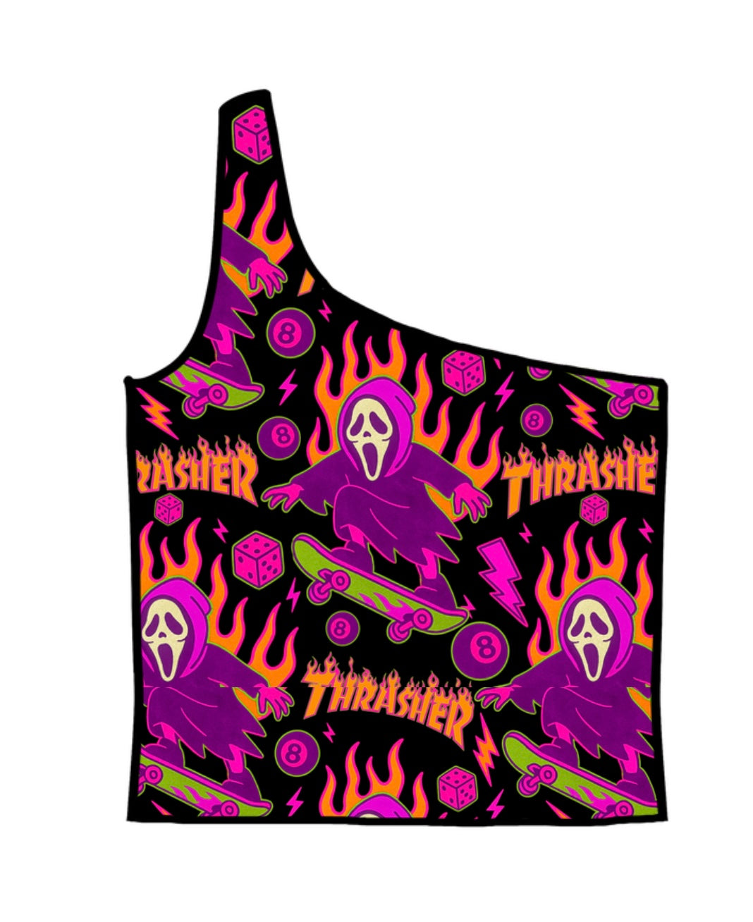 Thrasher Ghost Adult One-Shoulder Cropped Top