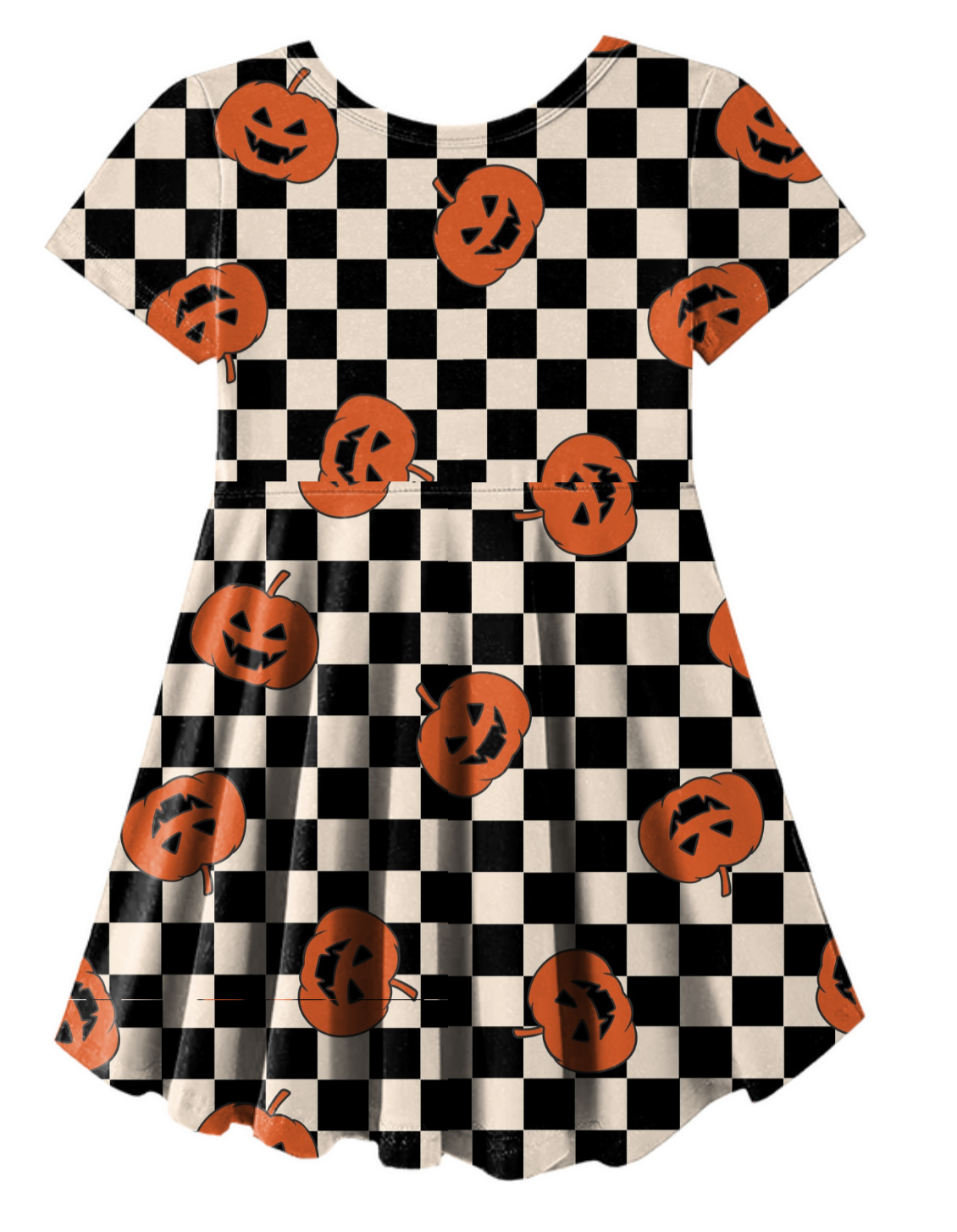 Checkered Pumpkin Skater Dress