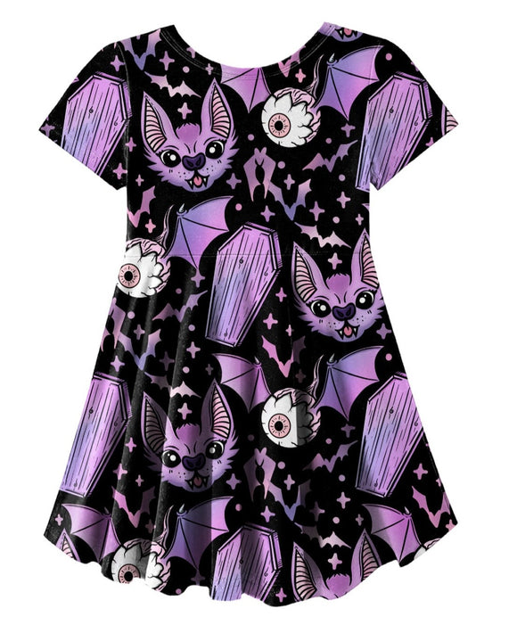 Black Coffin Bats Skater Dress