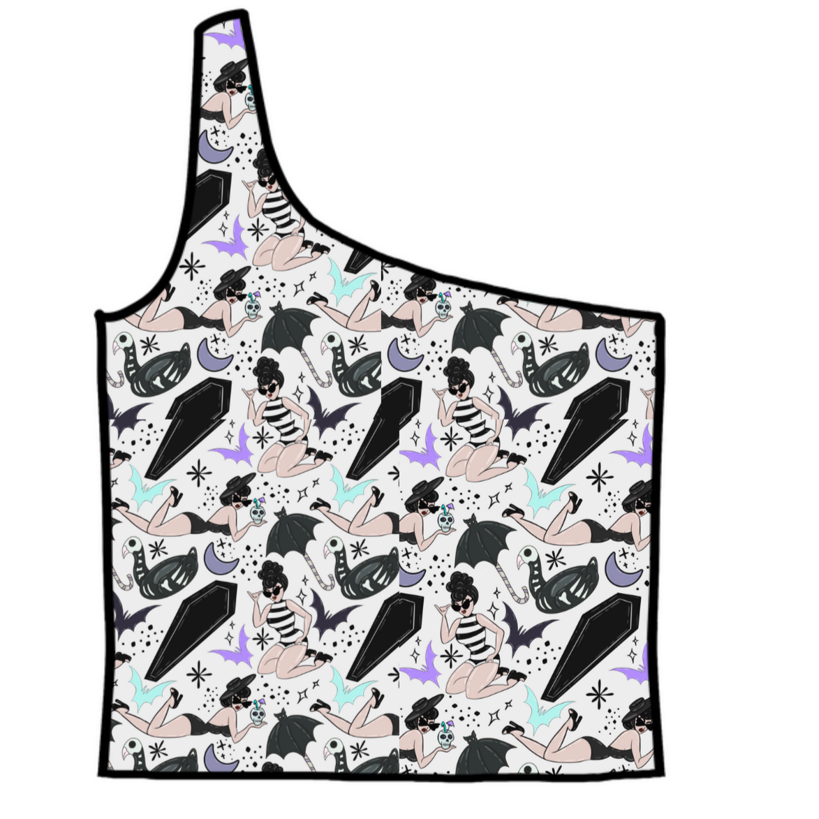 Beach Goth Adult One-Shoulder Cropped Top