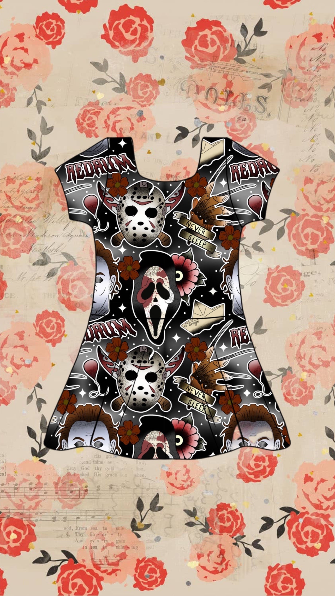 Dark Tattoo Horror Skater Dress