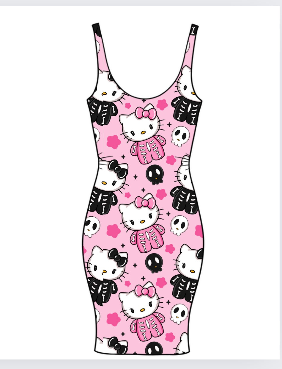 HK Pink Skelly Adult Bodycon