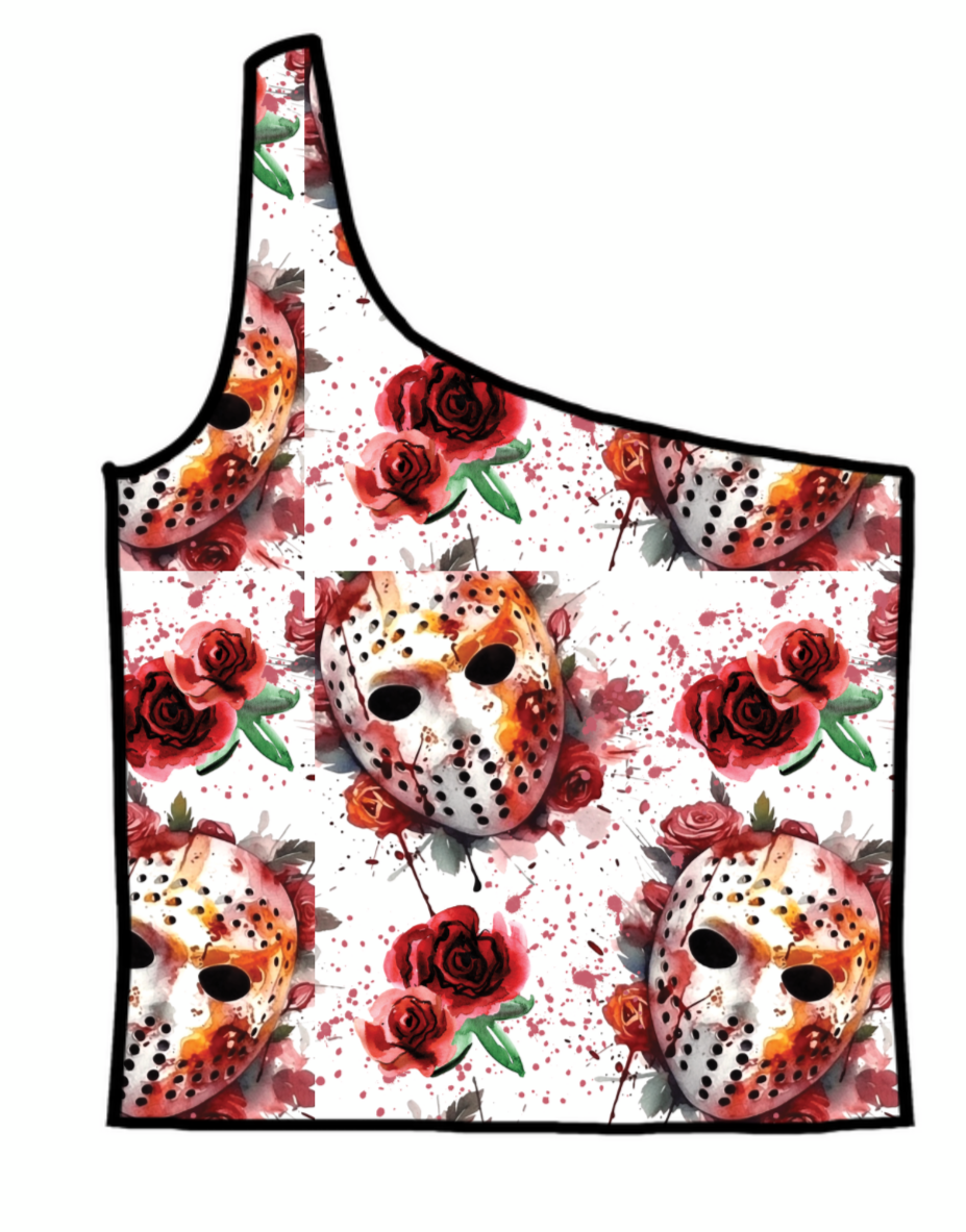 Floral Jason Adult One-Shoulder Cropped Top