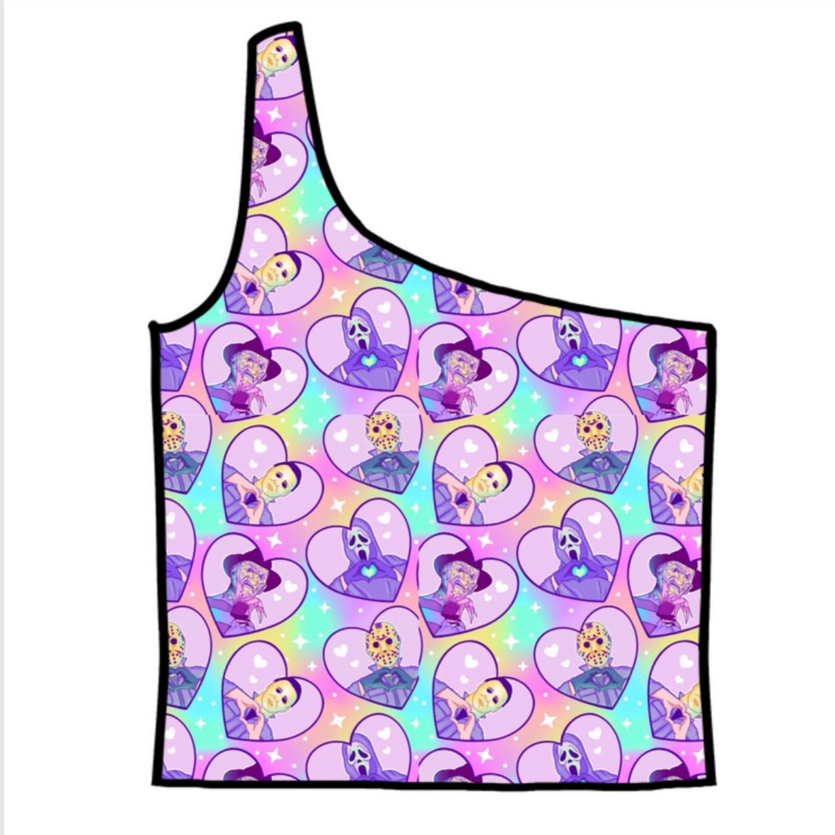 Horror Pastel Hearts Adult One-Shoulder Cropped Top