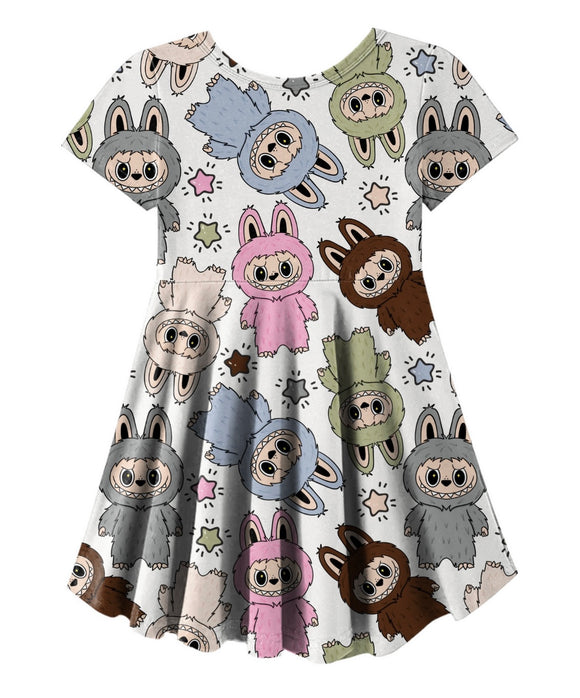 Fuzzy Buddy White Skater Dress