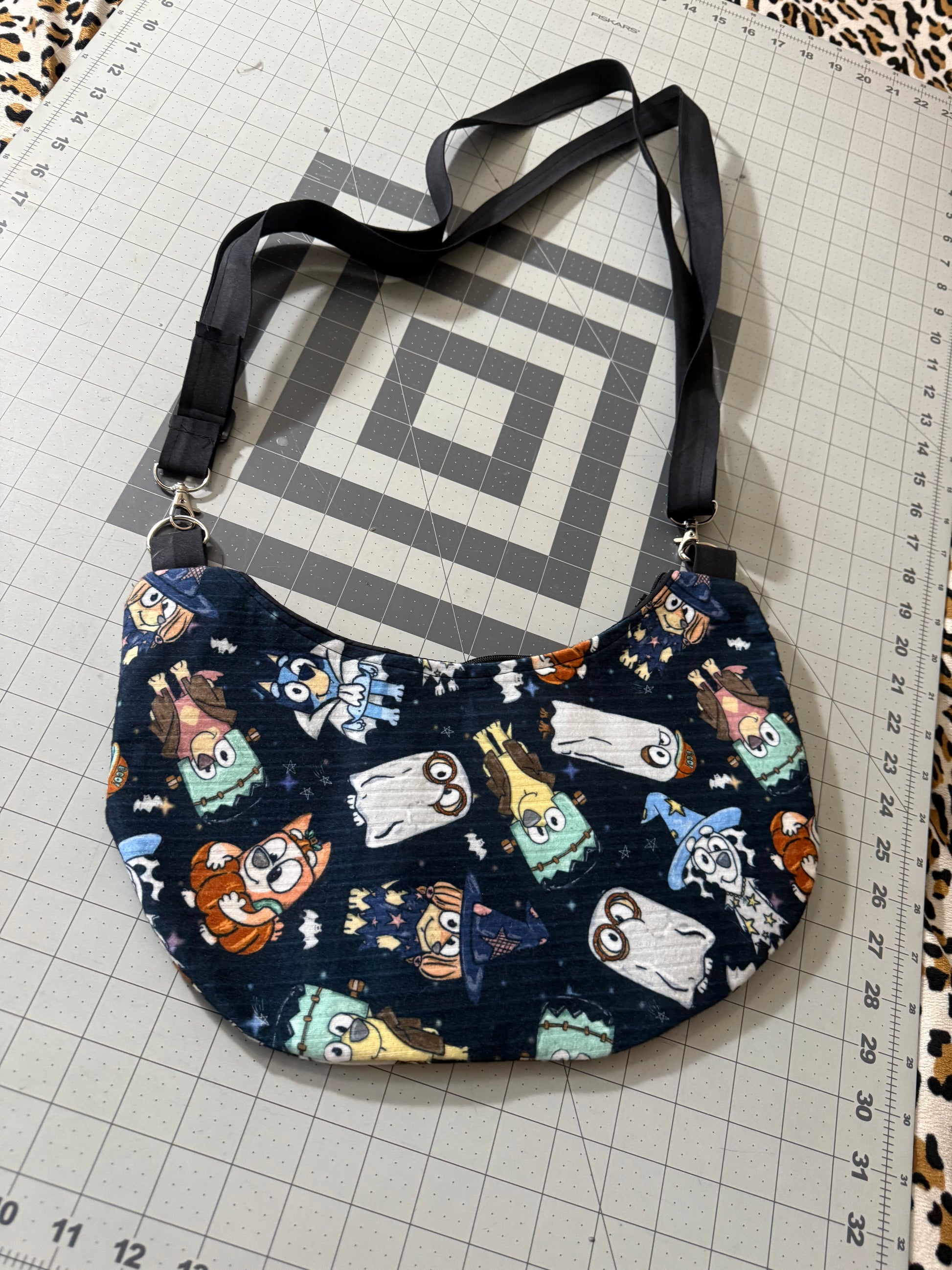 Halloween Pup Crescent Crossbody Bag