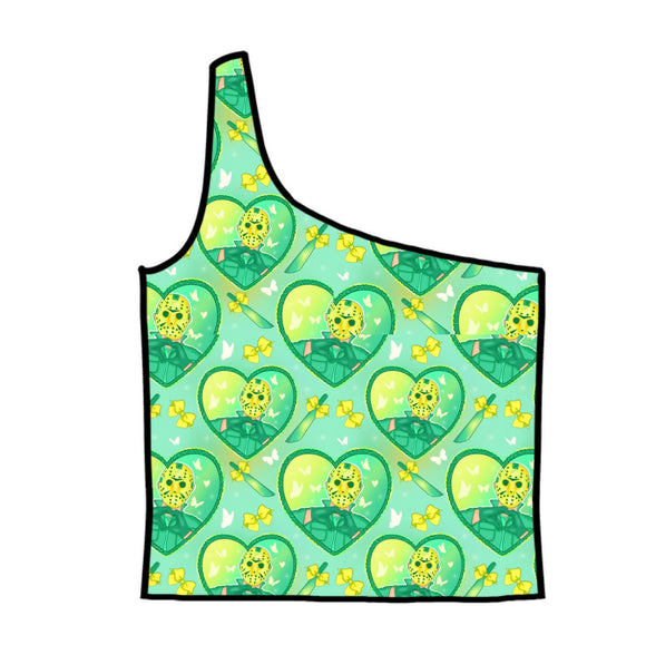 JV Pastel Horror Hearts Adult One-Shoulder Cropped Top