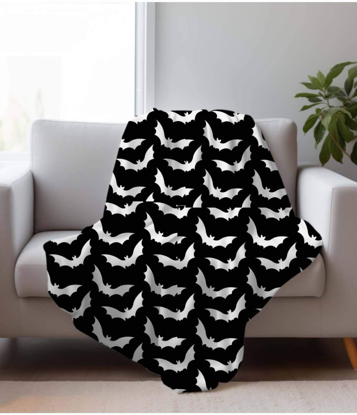 B & W Bats Blanket