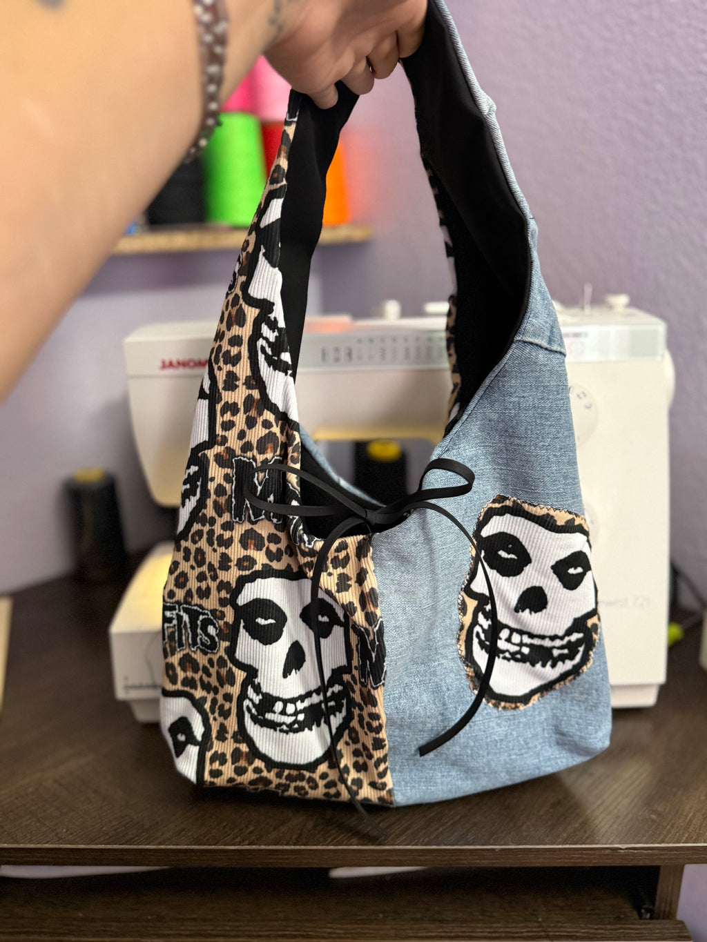 Pre-Order Mini Leopard Skulls Jean Bag Handbag