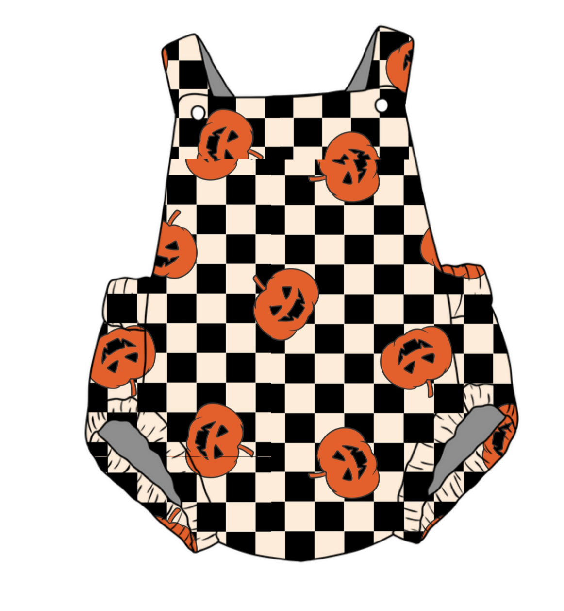 Checkered Pumpkin Unisex Baby Romper