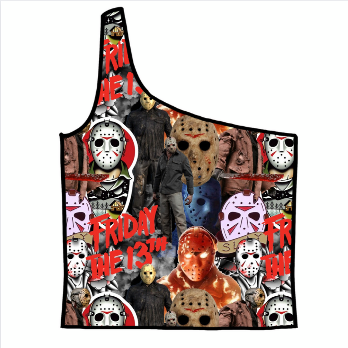 Friday the 13th Adult One-Shoulder Cropped Top