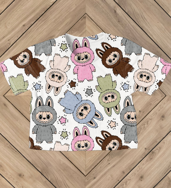 Fuzzy Buddy White Adult Crop Top