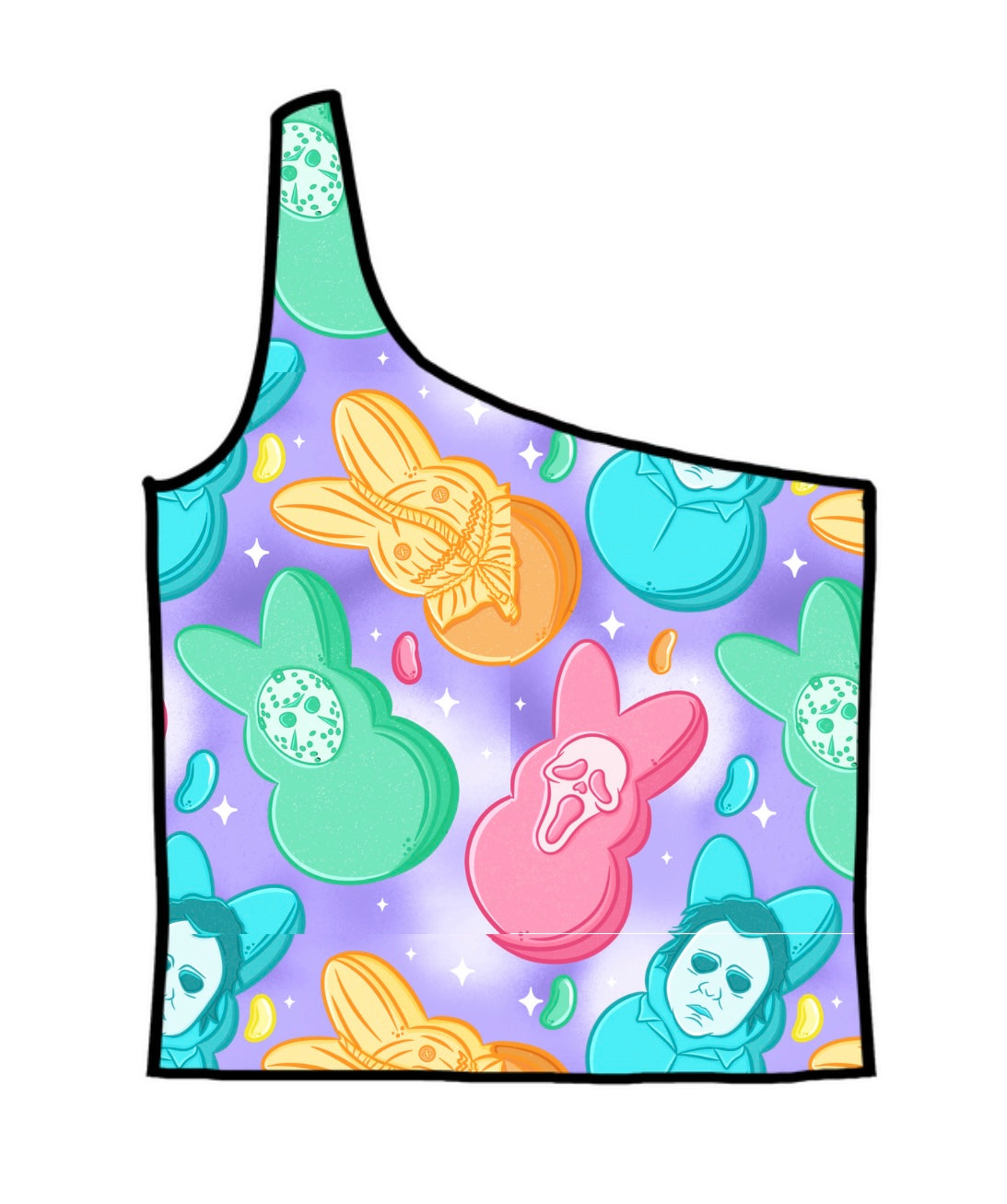 Pastel Easterween Adult One-Shoulder Cropped Top