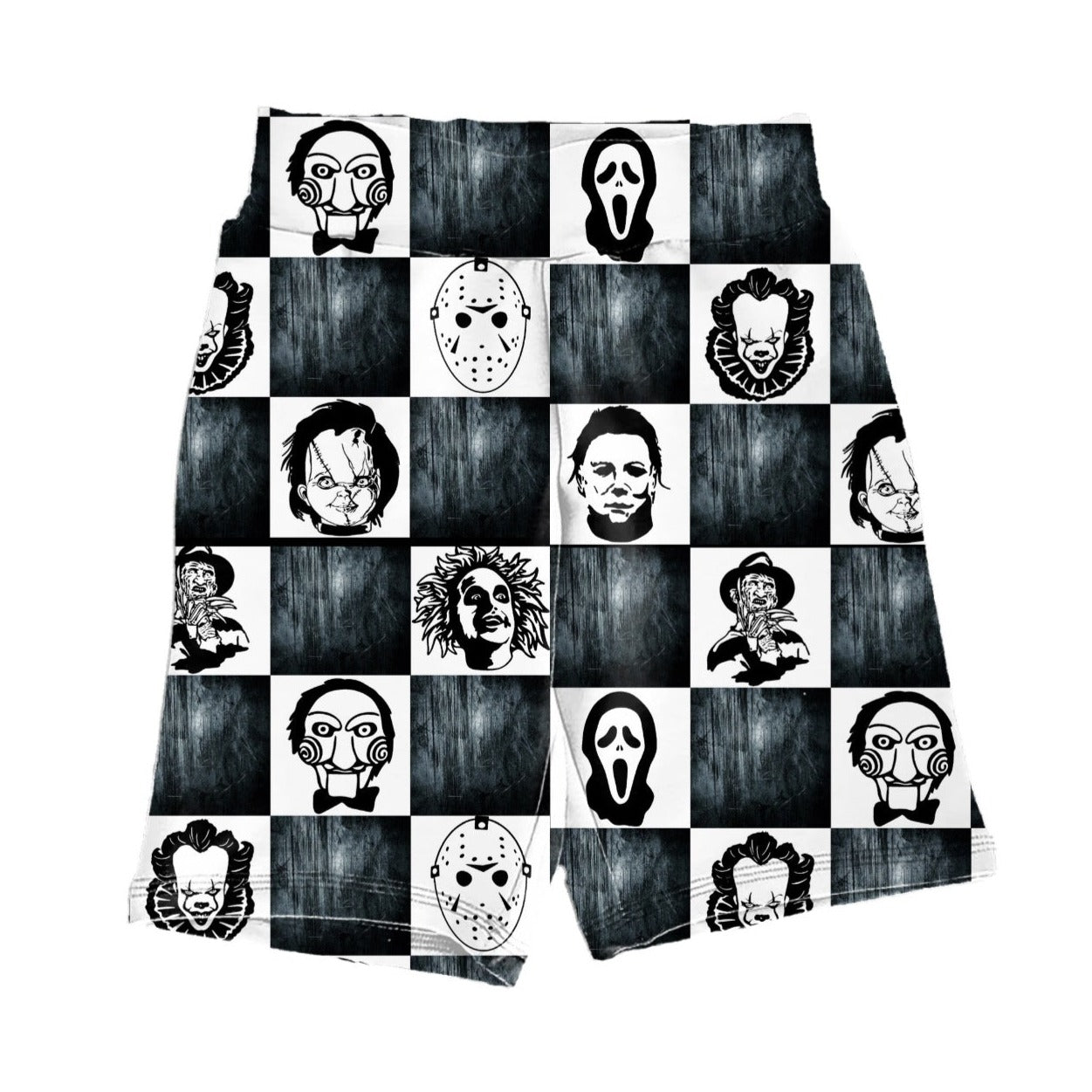 Monochrome Checkered Biker Shorts