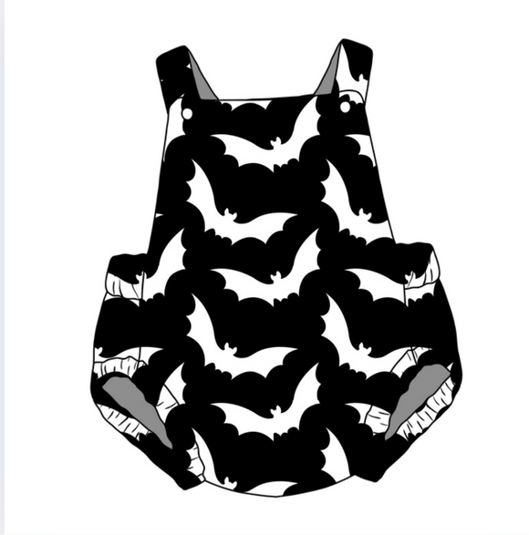 Black w White Bats Unisex Baby Romper