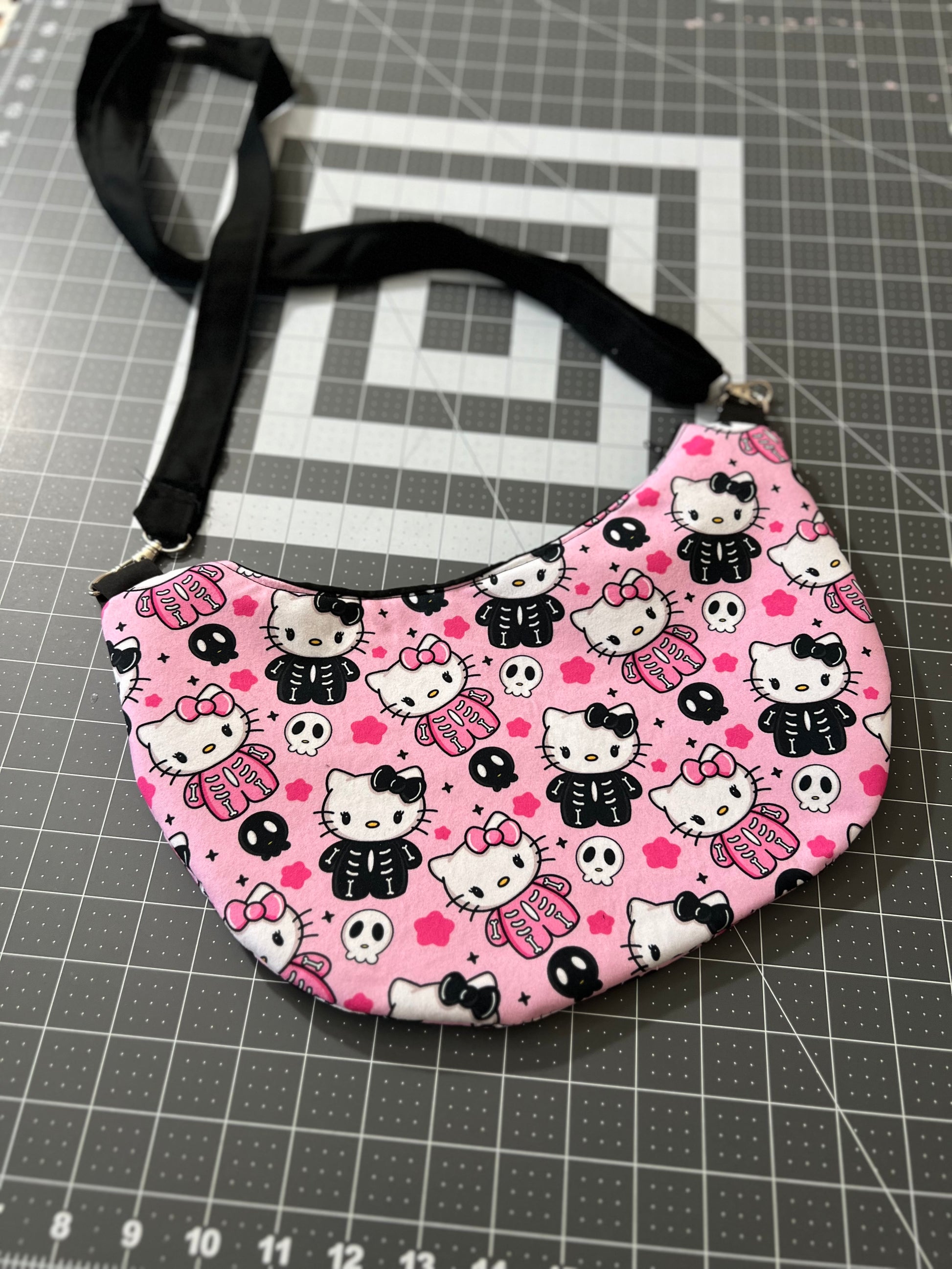 HK Pink Skelly Crescent Crossbody Bag