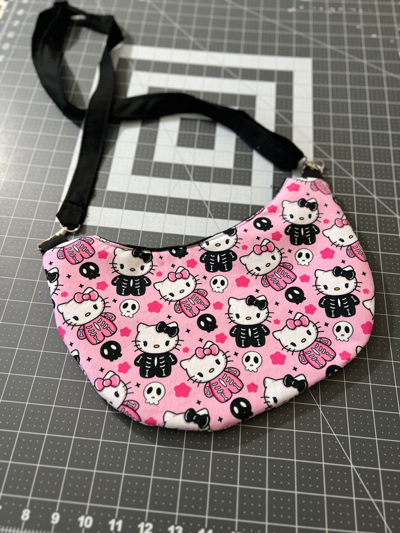HK Pink Skelly Crescent Crossbody Bag