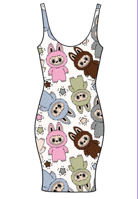 Fuzzy Buddy White Adult Bodycon