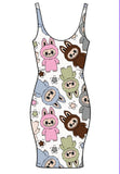 Fuzzy Buddy White Adult Bodycon