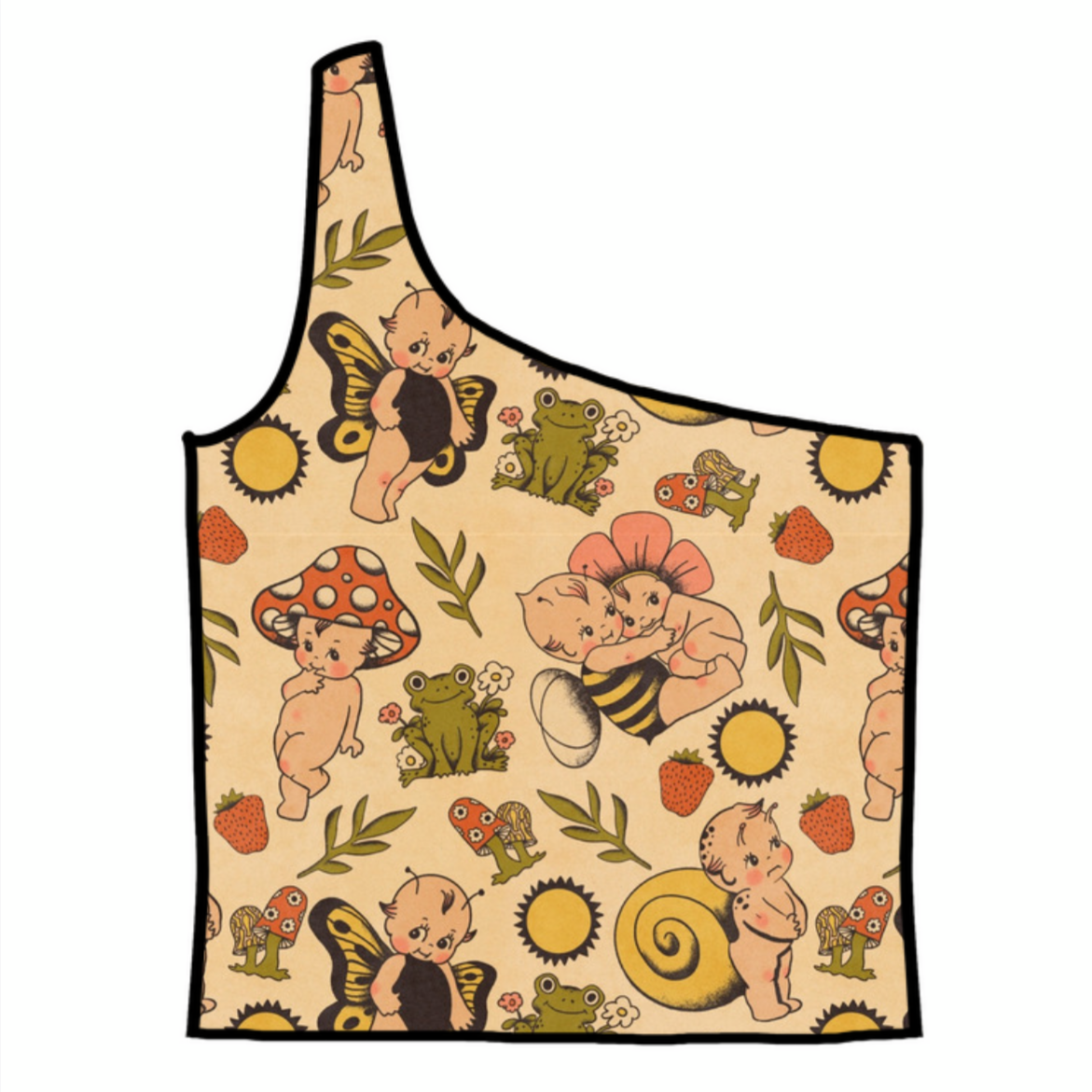 Cottagecore Kewpie Adult One-Shoulder Cropped Top
