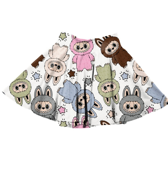 Fuzzy Buddy White Skater Skirt