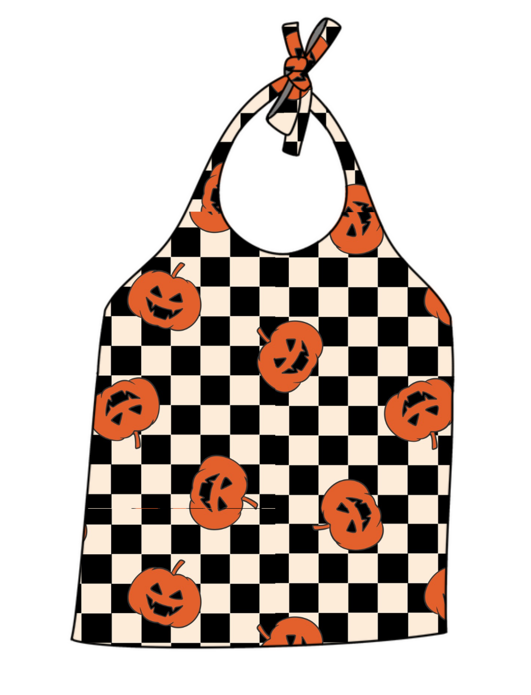 Checkered Pumpkin Halter Top