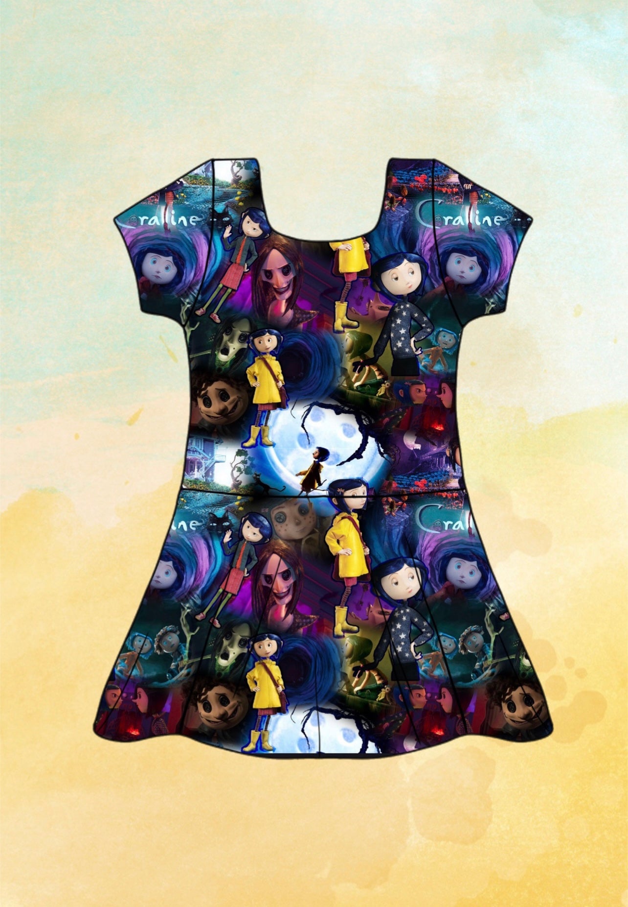 Button Eyed Girl Skater Dress