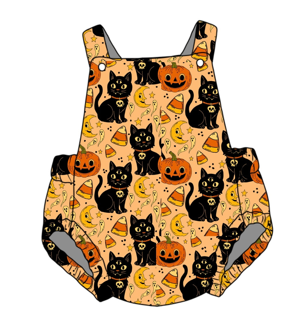 Vintage Black Cat Unisex Baby Romper