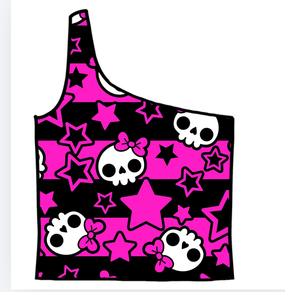 Y2K Skull Adult One-Shoulder Top
