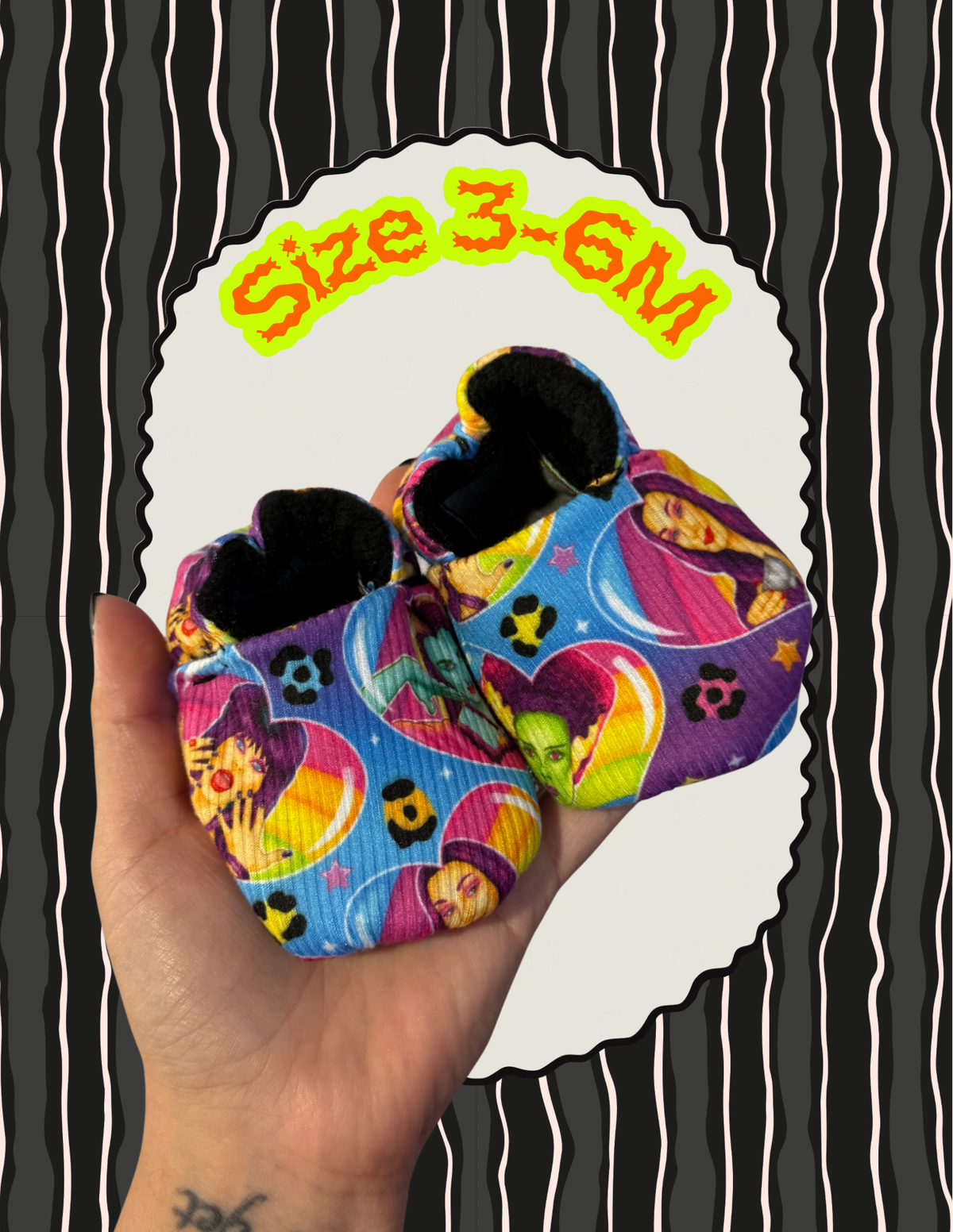 3-6M Rainbow Ghouls Booties