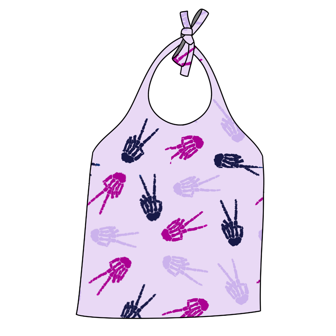 Skeleton Hand Pink Halter Top