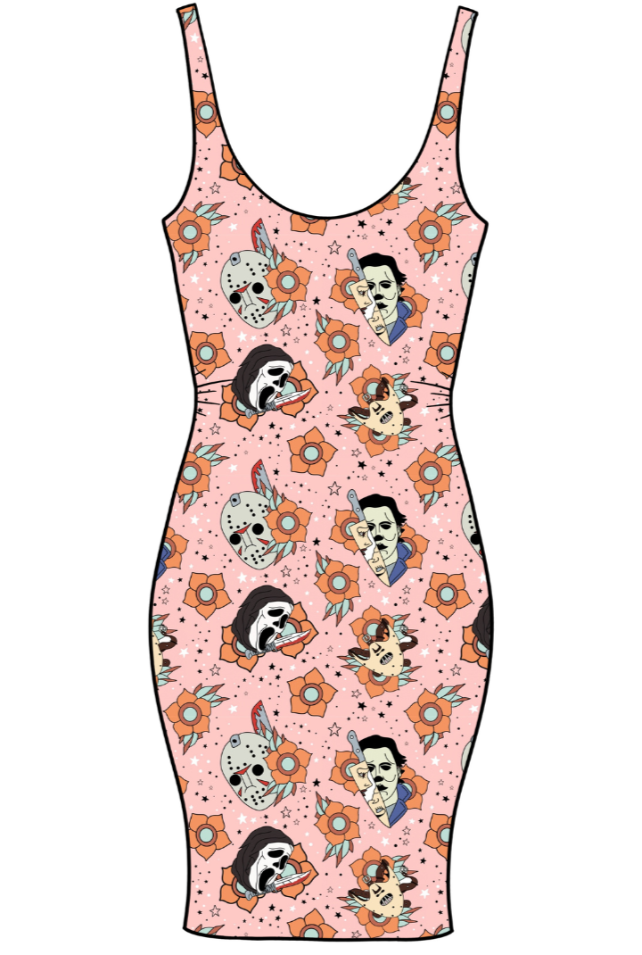 Tattoo Horror Pink Adult Bodycon