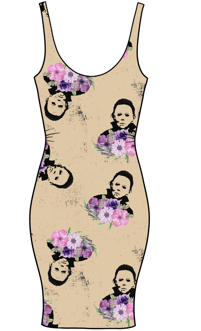 Purple Flowers Mike Adult Bodycon